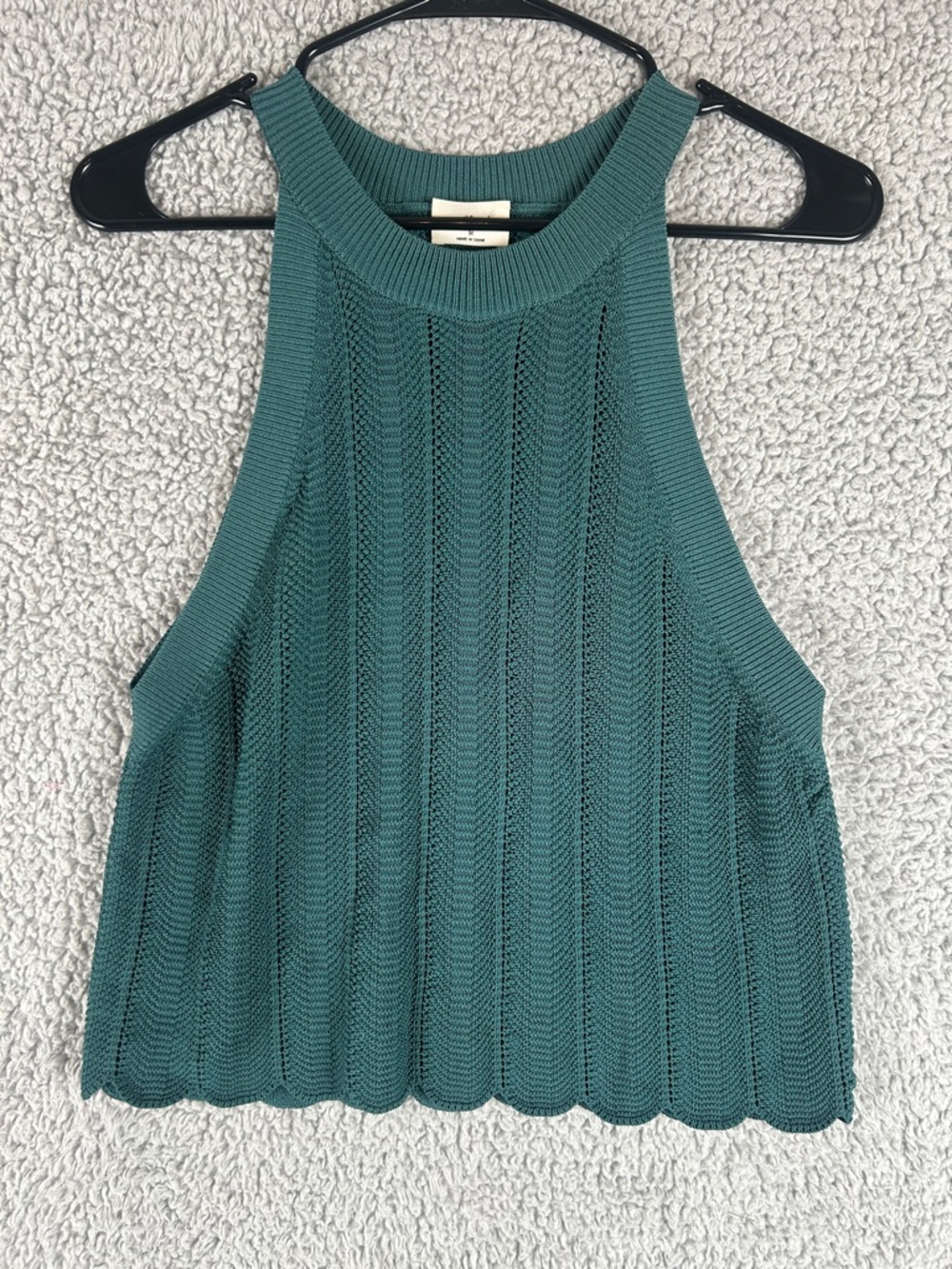 Wilfred Knit Sleeveless  Green  Deep Cut Sleeve Crop Top Size M